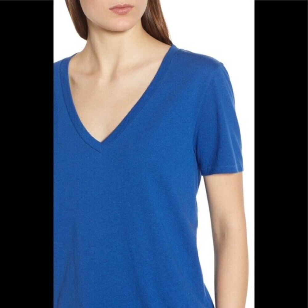 BP Short Sleeve V-Neck T-Shirt In Blue Monaco Size XS - Picture 5 of 5